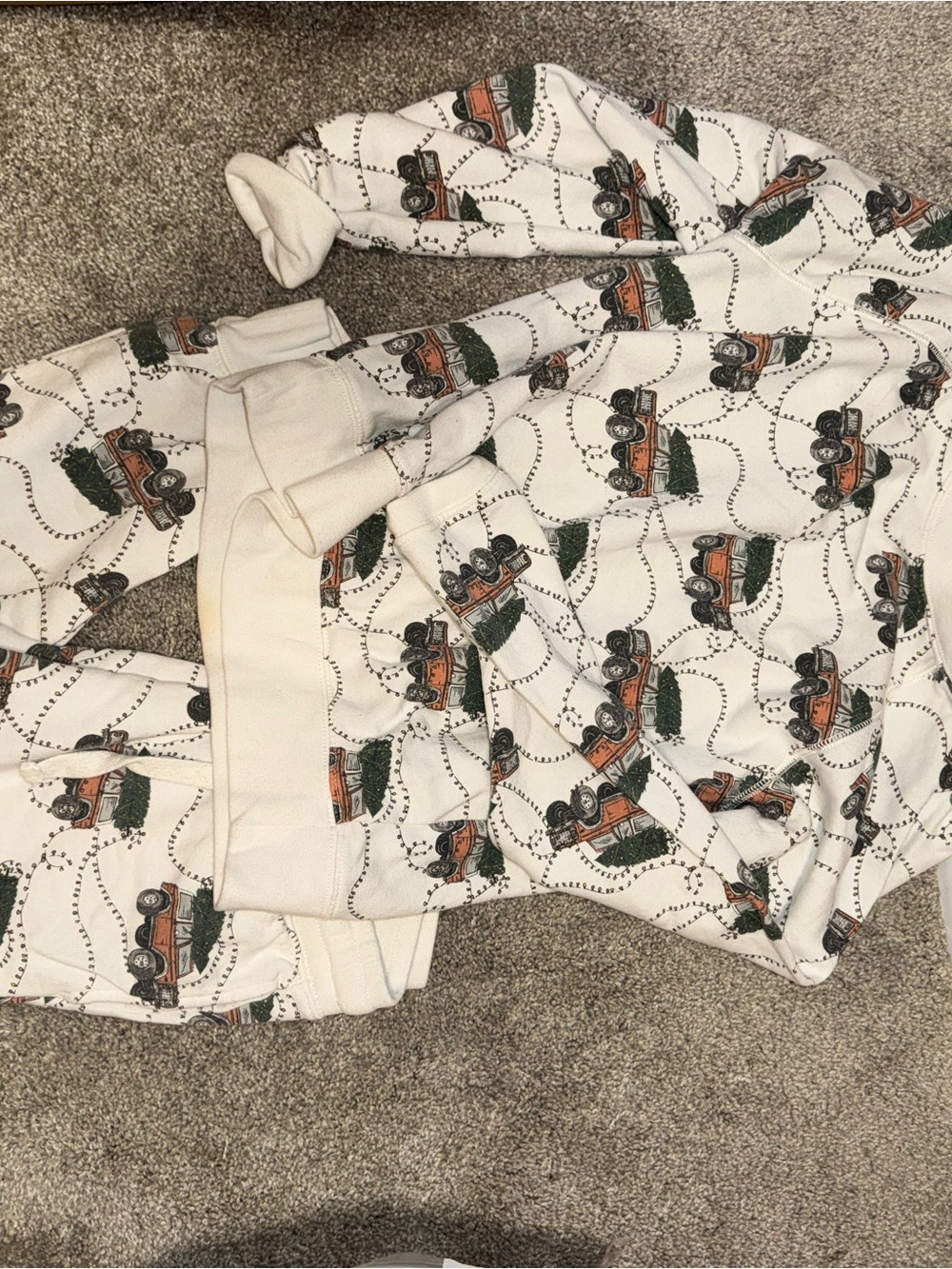 Cream Christmas Truck Pajama Set